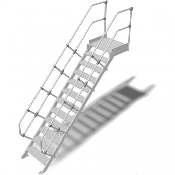 Трап с платформой стационарный KRAUSE 12 ступеней, ширина 600 мм 45°