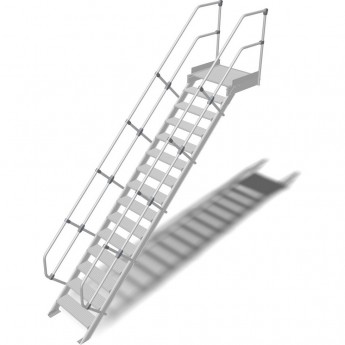 Трап с платформой стационарный KRAUSE 15 ступеней, ширина 800 мм 60°