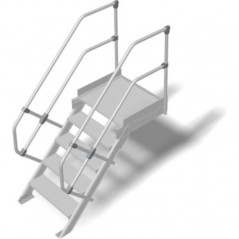 Трап с платформой стационарный KRAUSE 5 ступеней, ширина 1000 мм 45°