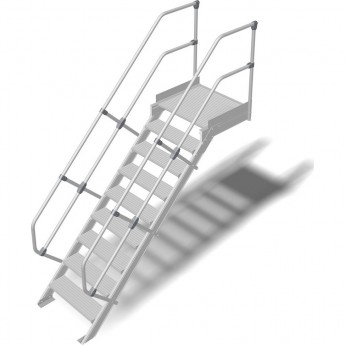 Трап с платформой стационарный KRAUSE 9 ступеней, ширина 800 мм 60°